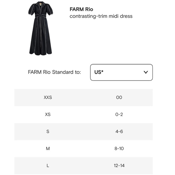 Farm Rio Contrasting-Trim Puff Short Sleeve Button Down Midi Dress Small NEW - Picture 16 of 16